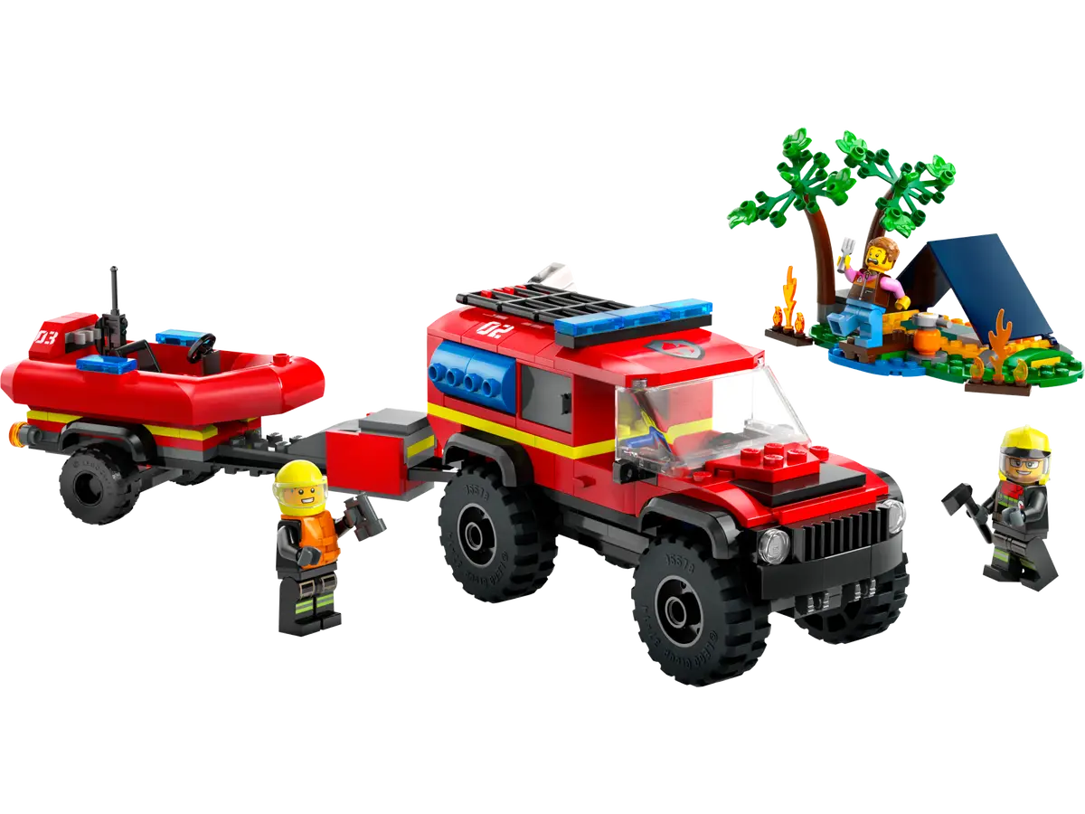 CITY 60412: 4x4 Fire Truck with Rescue Boat
