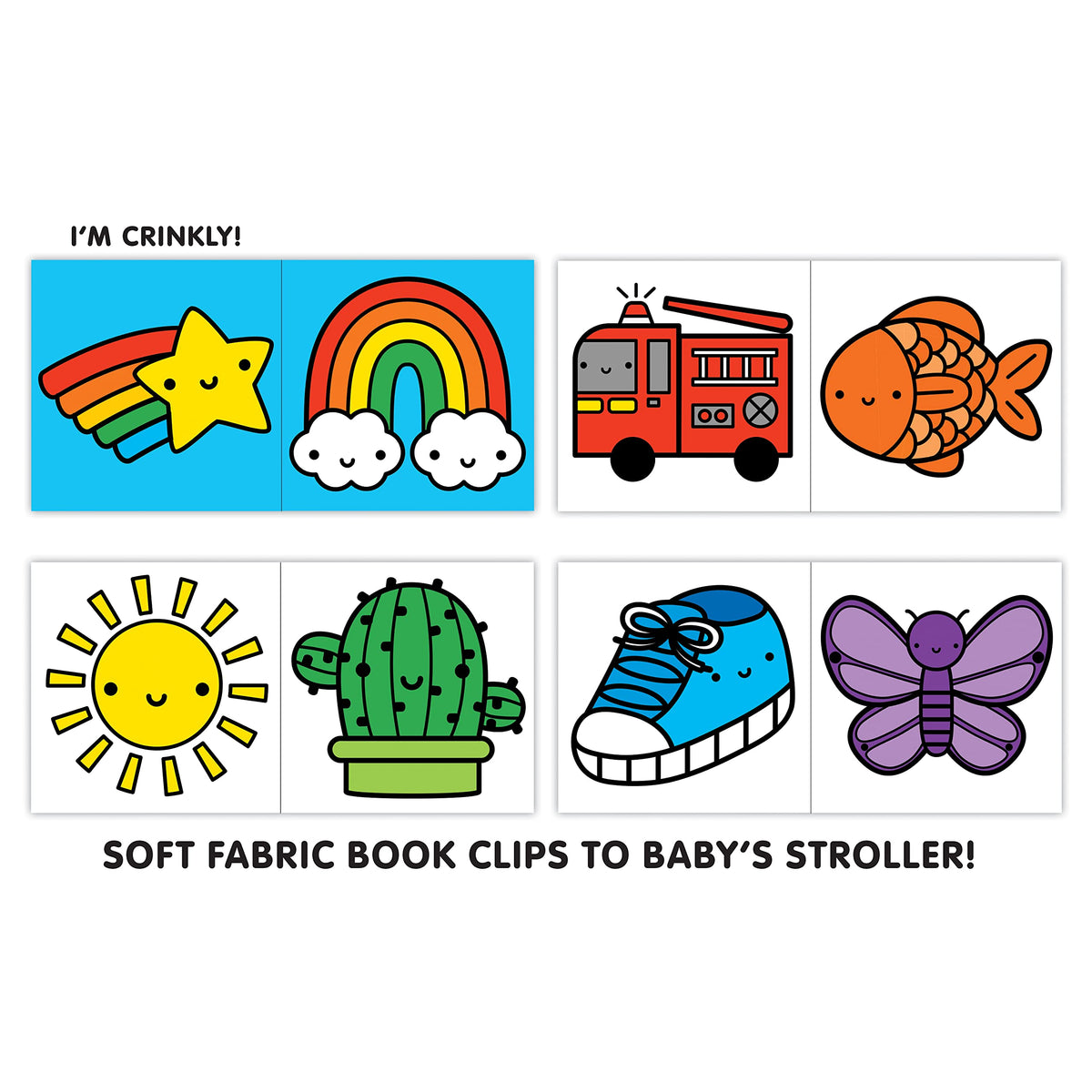 Crinkle Stroller Book - Rainbow World