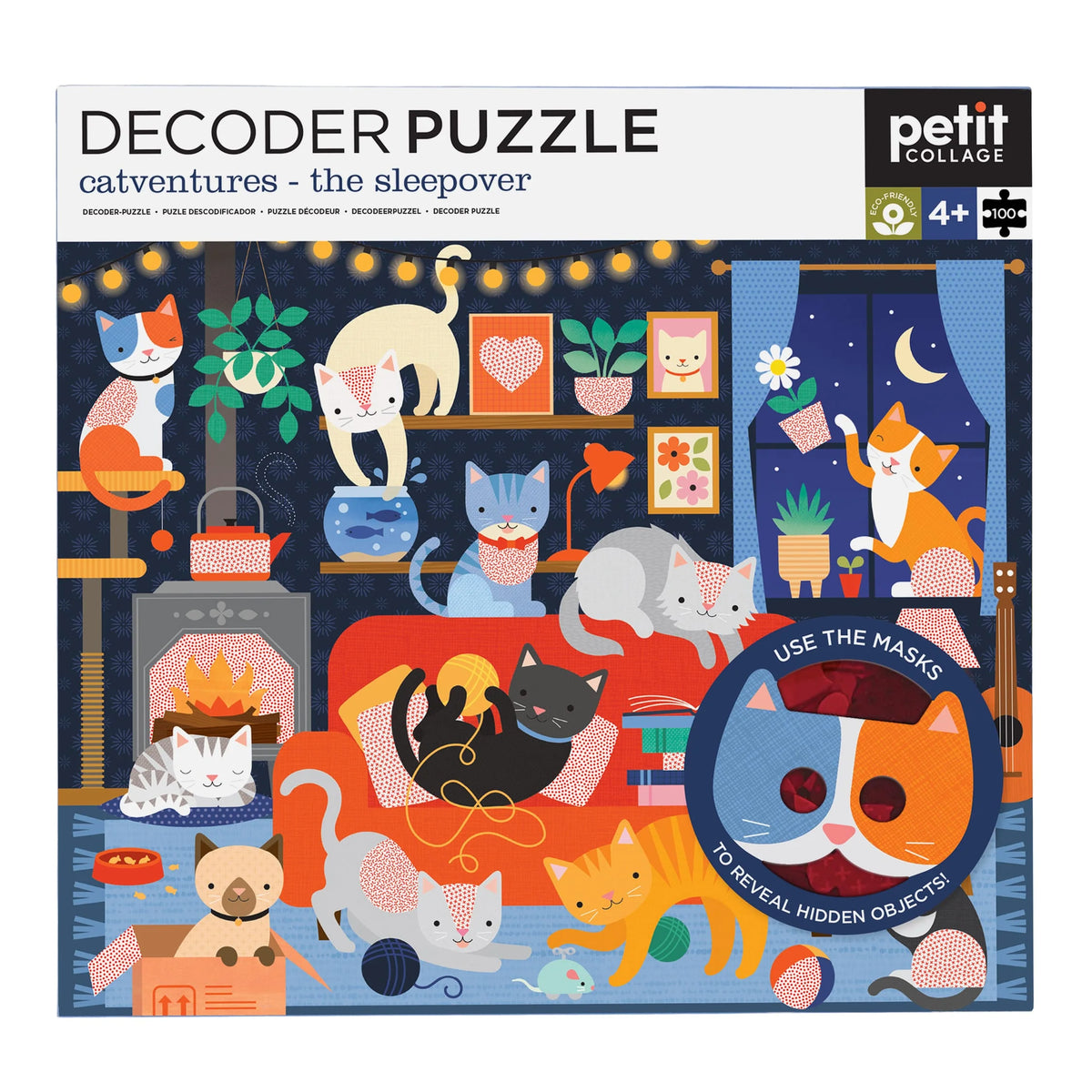 100 Piece Decoder Puzzle - Catventures: the sleepover