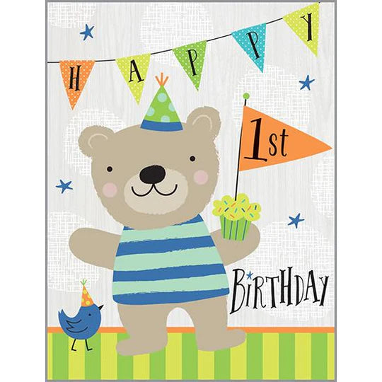 CARD 1ST BIRTHDAY BEAR