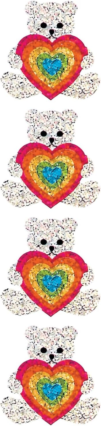 Teddy Bear With Rainbow Heart Stickers