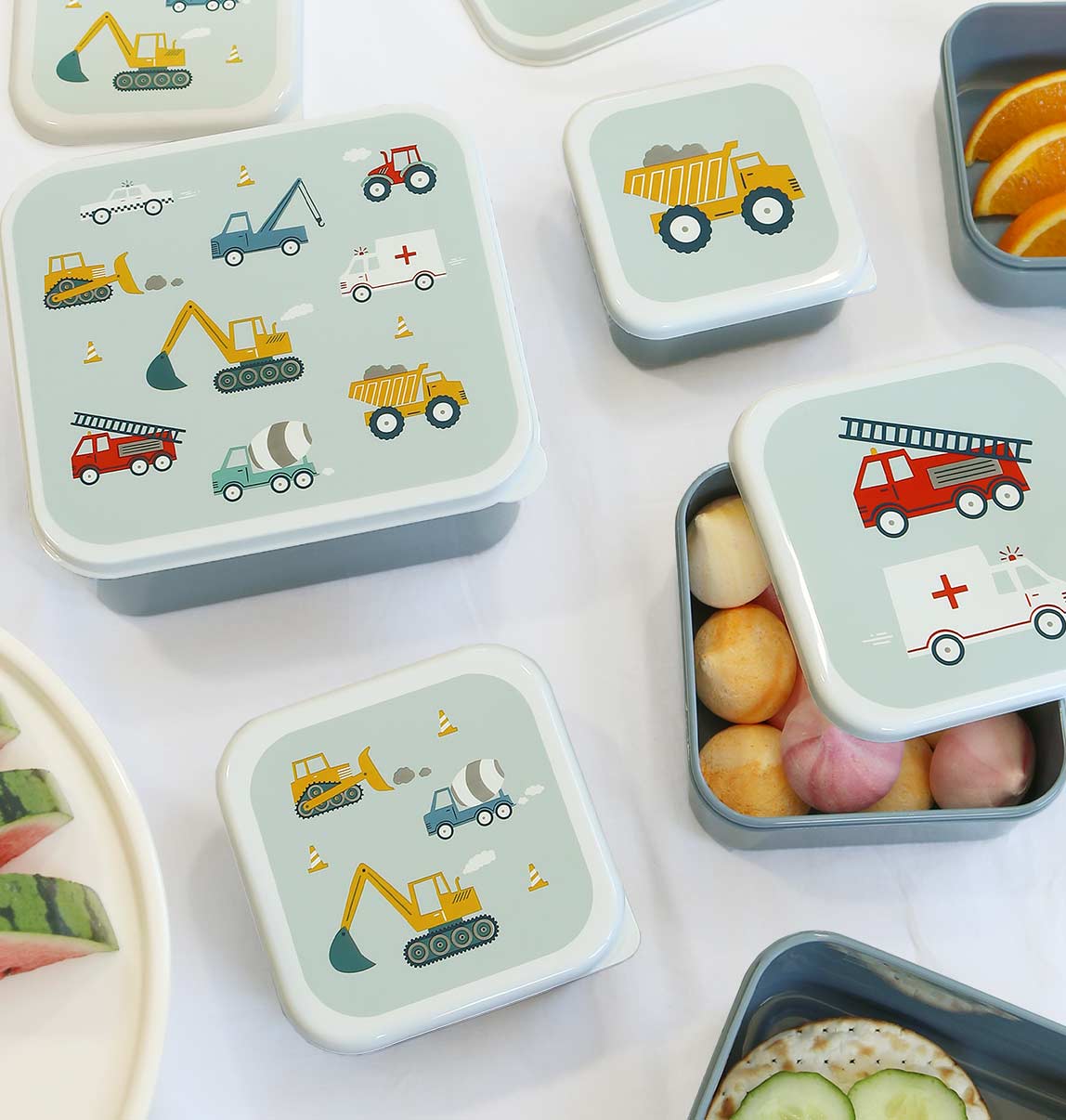 Lunch &amp; snack box set: Vehicles, Cars