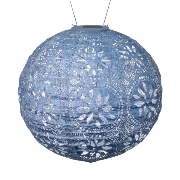 Stella Boho 12&quot; Globe Solar Lantern - Metallic Blue