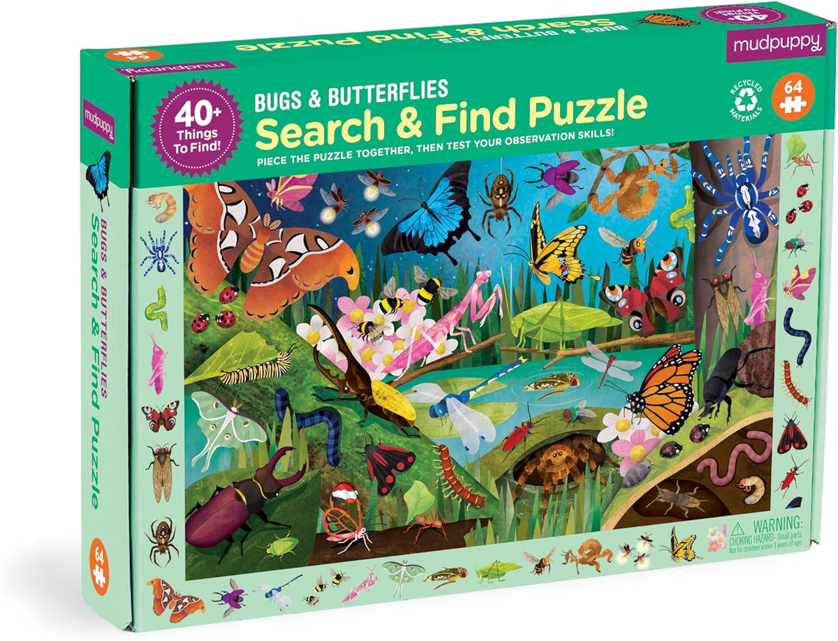 64 Piece Search &amp; Find Puzzle - Bugs &amp; Butterflies
