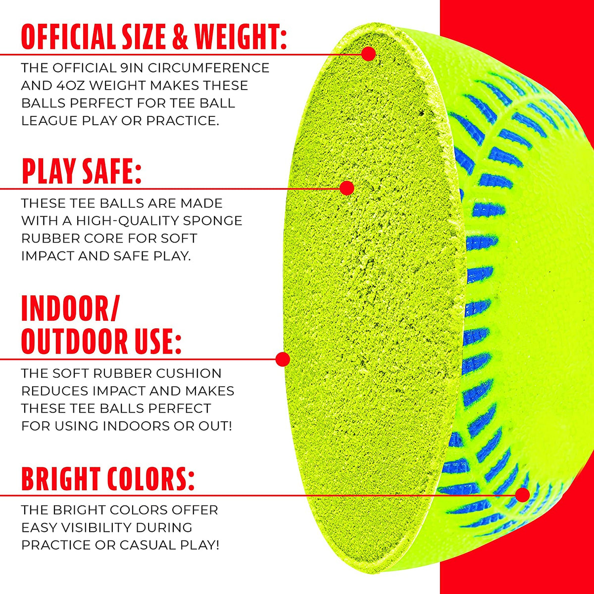 MLB NEON RUBBER TEEBALL ASST