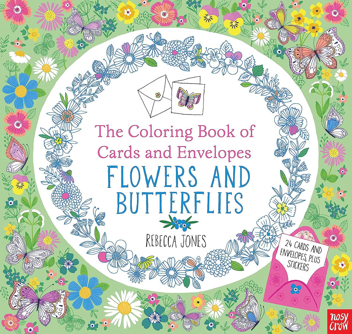 Coloring Book of Cards and Envelopes: Flowers and Butterflies