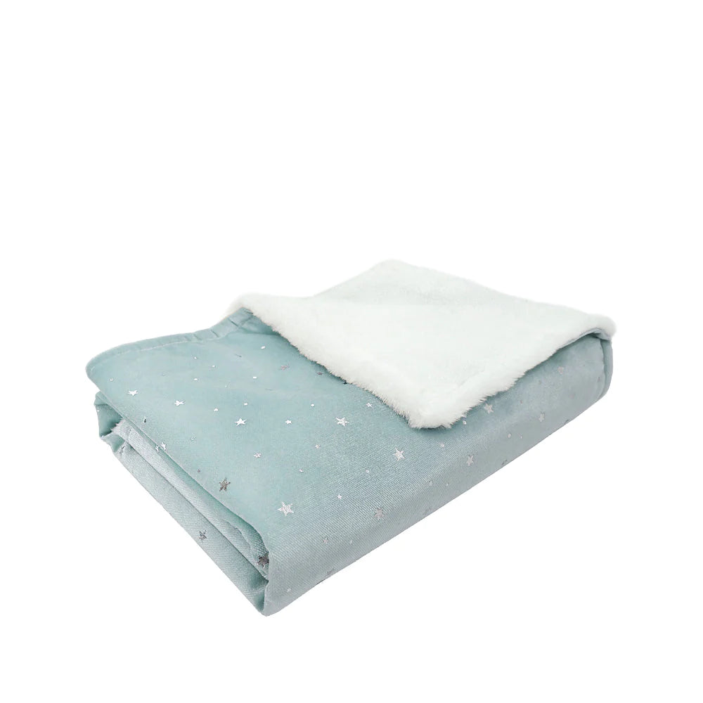 Celestial Velvet and Faux Fur Baby Blanket Ice Blue