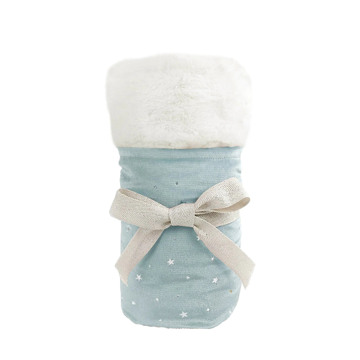 Celestial Velvet and Faux Fur Baby Blanket Ice Blue