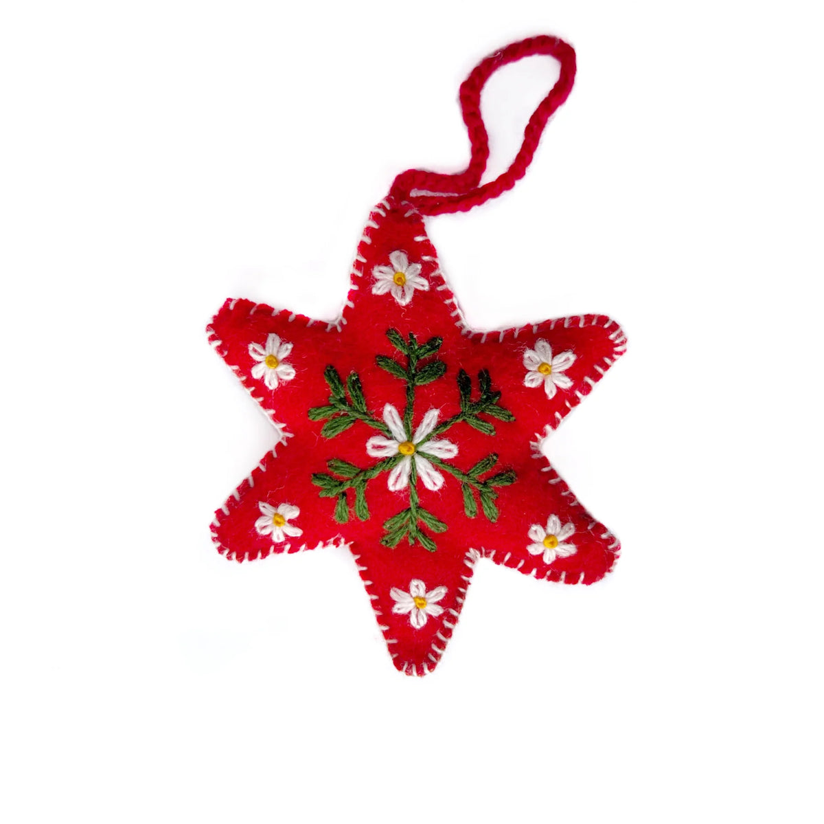 Embroidered Red Star Ornament