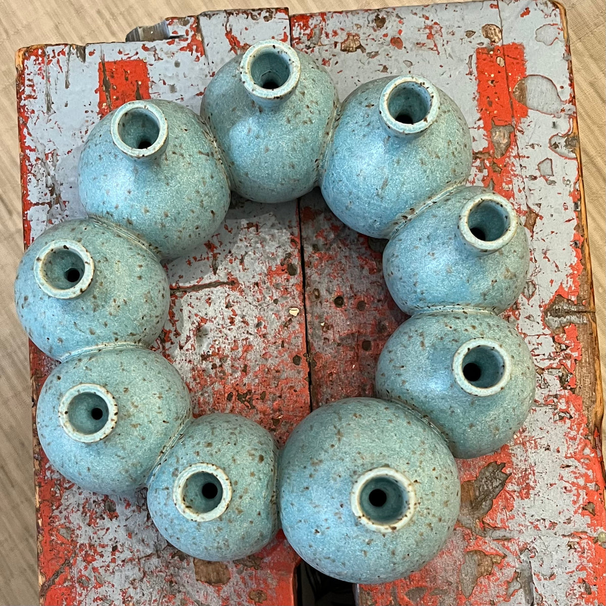 RachaelPots Circle Menorah - Robin&#39;s Egg Blue