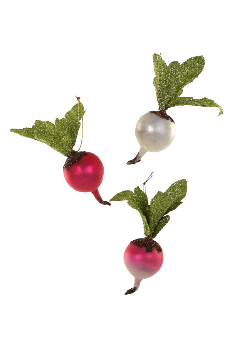 Field Radish Glass Ornament Asst