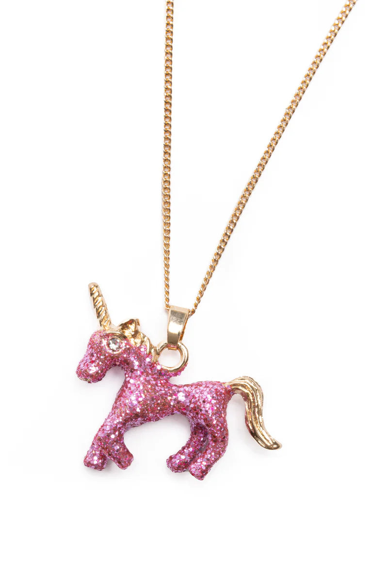 Glitter Pink Unicorn Necklace &amp; Ring