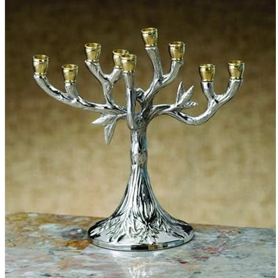 Menorah: Silver Tree Design