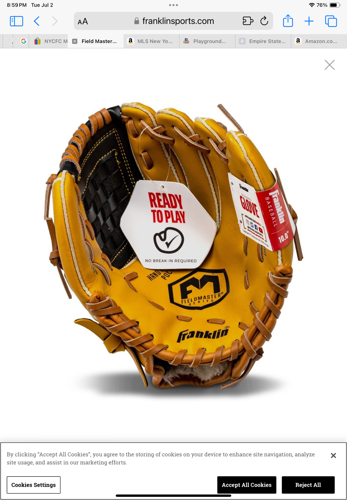 Field Master Baseball Glove 10&quot; Right Handed