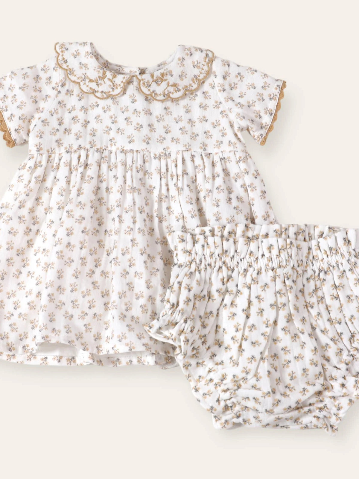 Emilia Ditsy Floral Baby Dress + Bloomer (Organic Muslin)