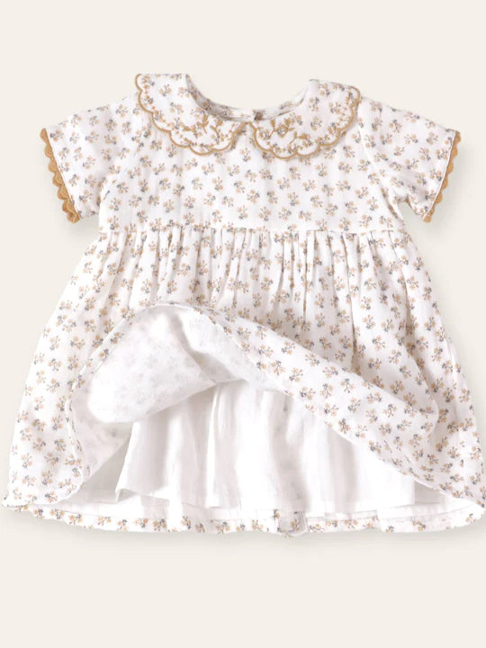 Emilia Ditsy Floral Baby Dress + Bloomer (Organic Muslin)