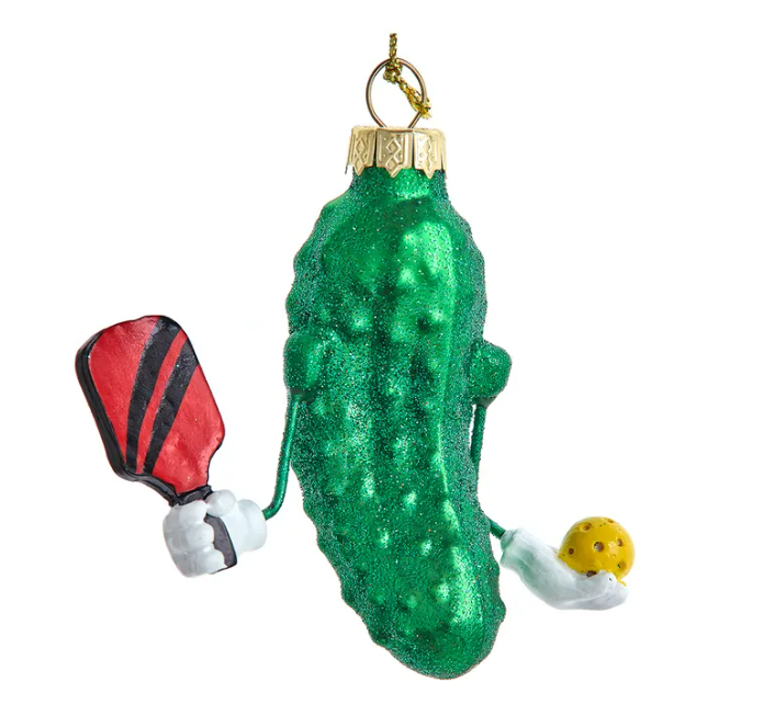 PickleBall Glass Ornament