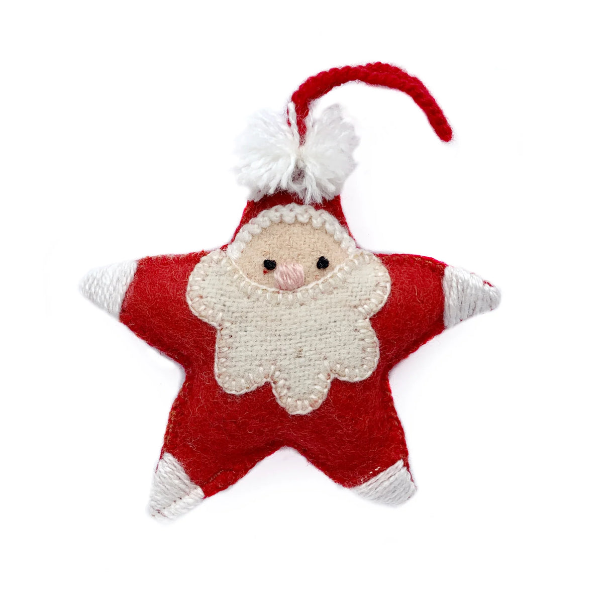 Embroidered Santa Star Ornament