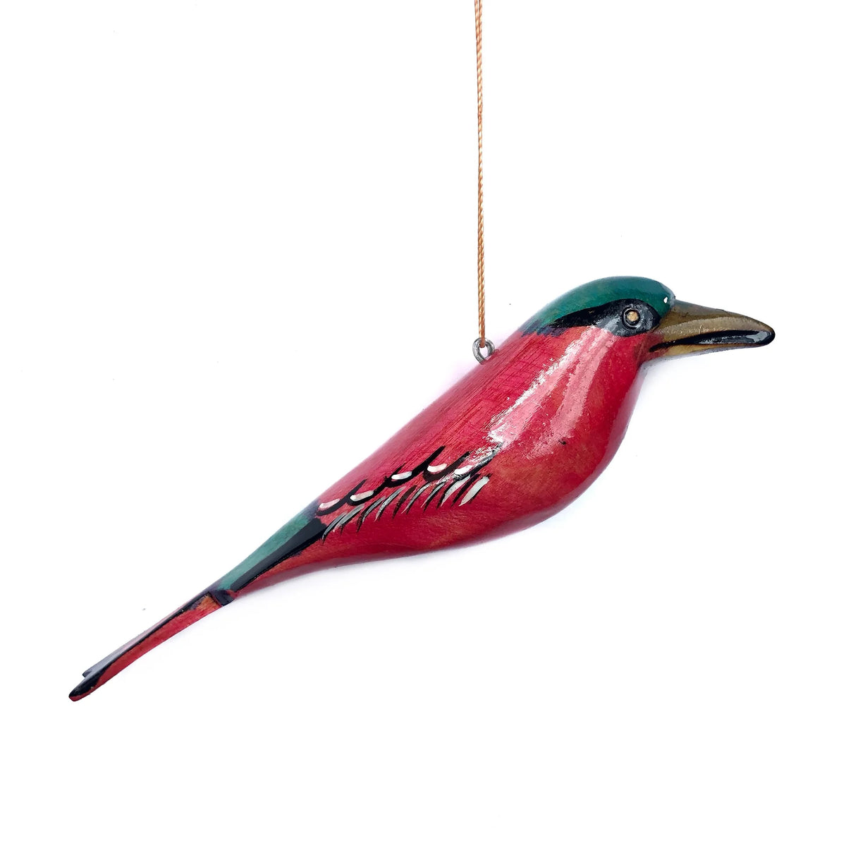 Wooden Bird Ornament: Carmine Bee Eater