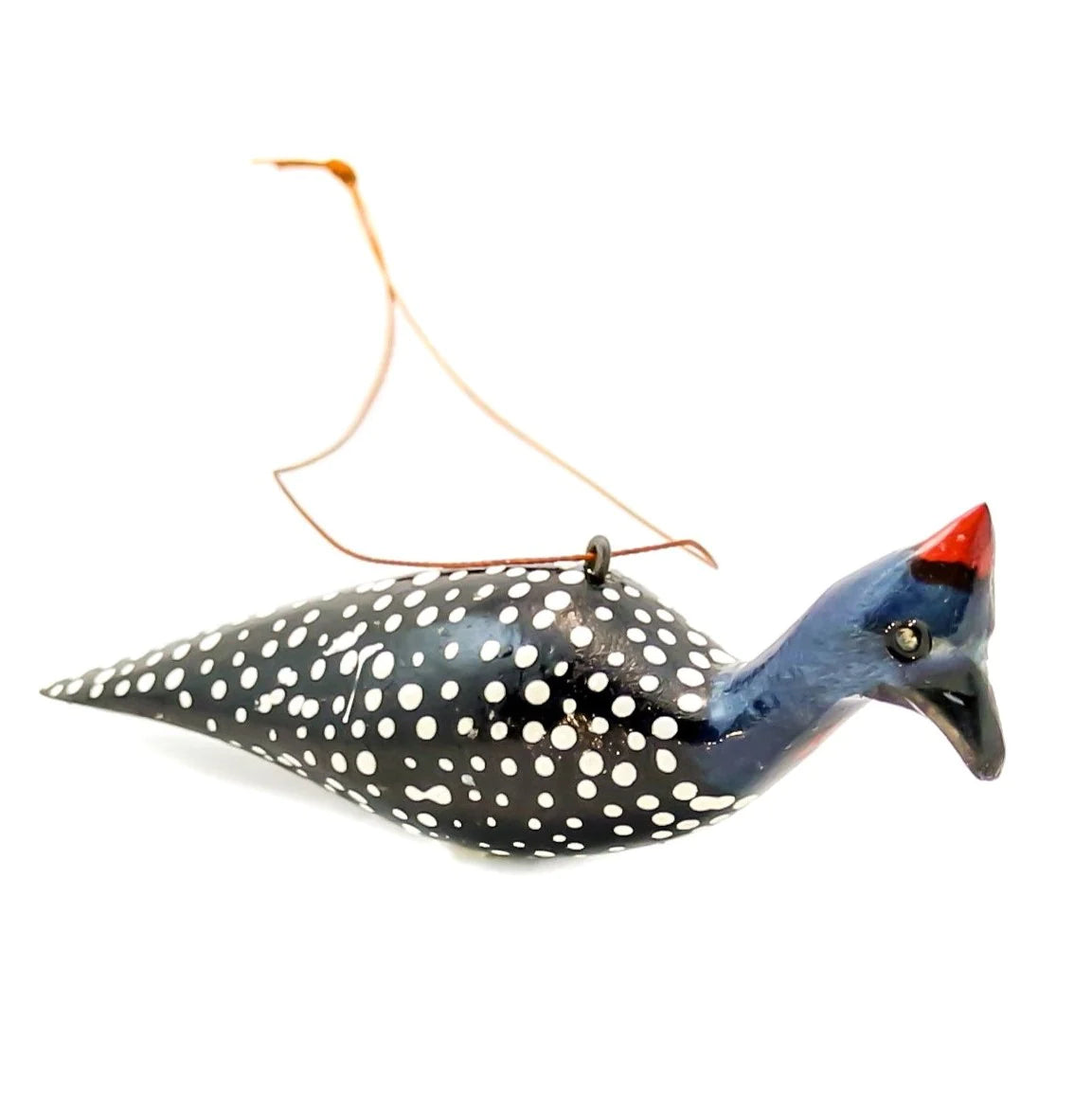 Wooden Bird Ornament: Guinea Fowl