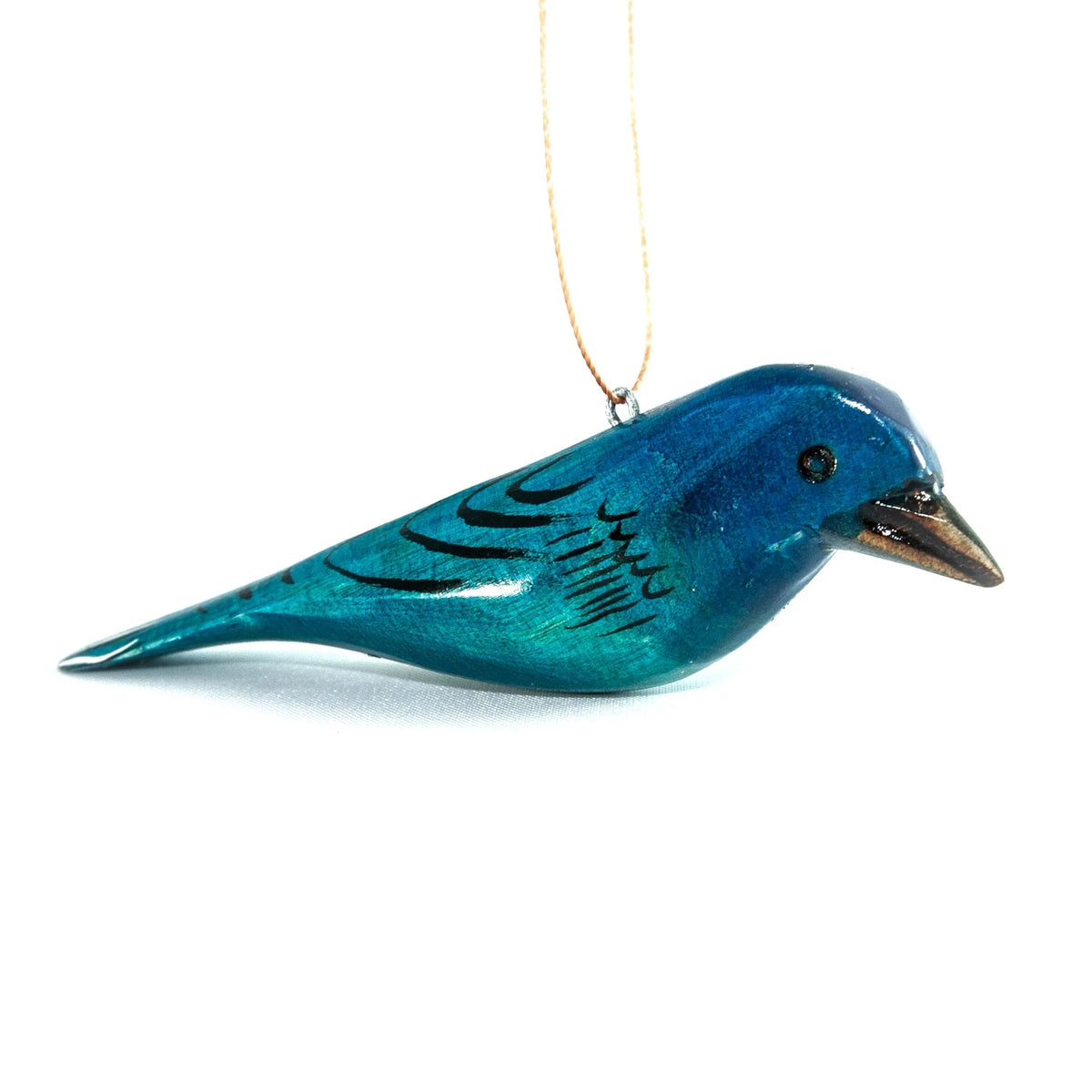 Wooden Bird Ornament: Indigo Bunting