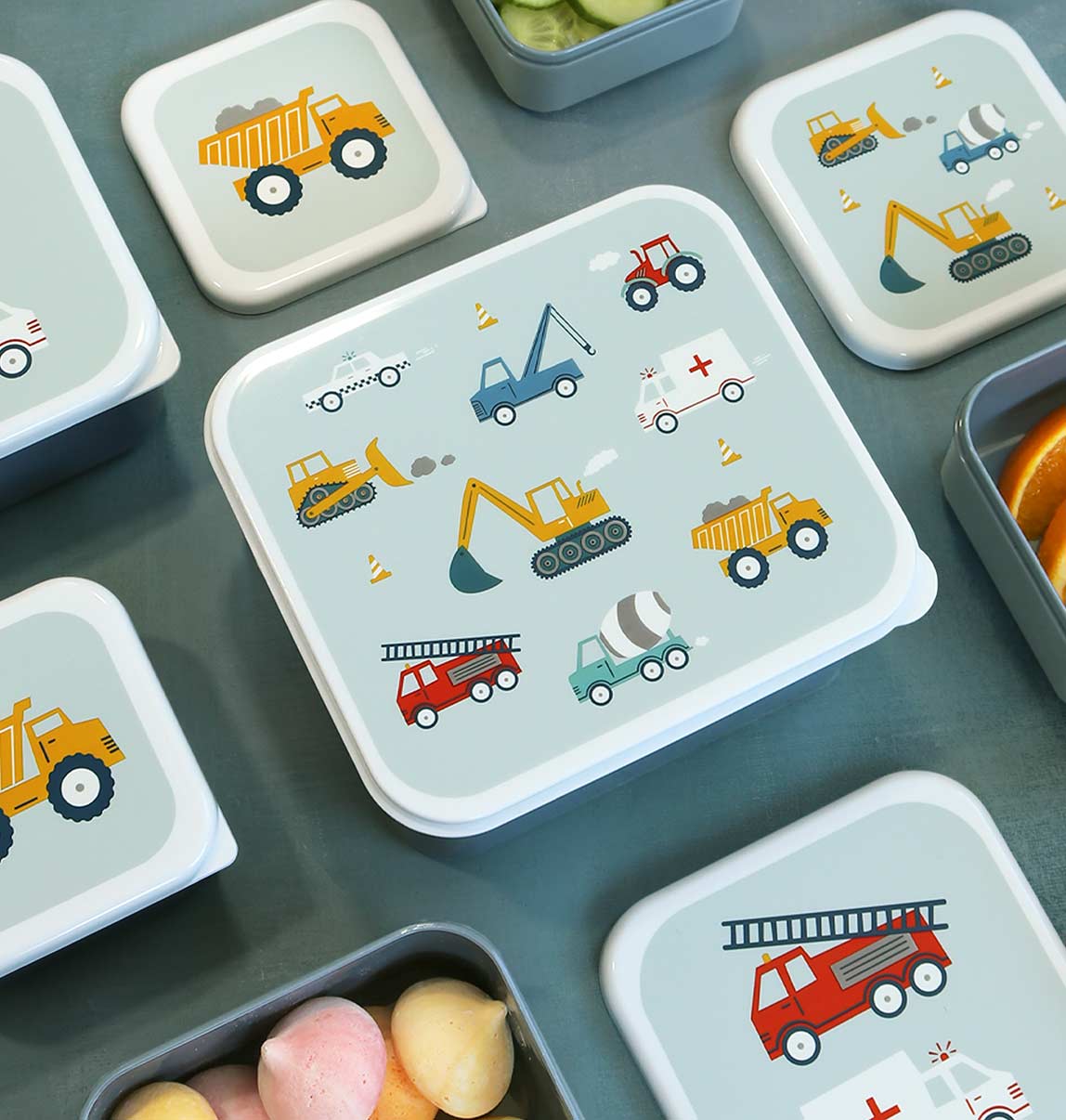 Lunch &amp; snack box set: Vehicles, Cars