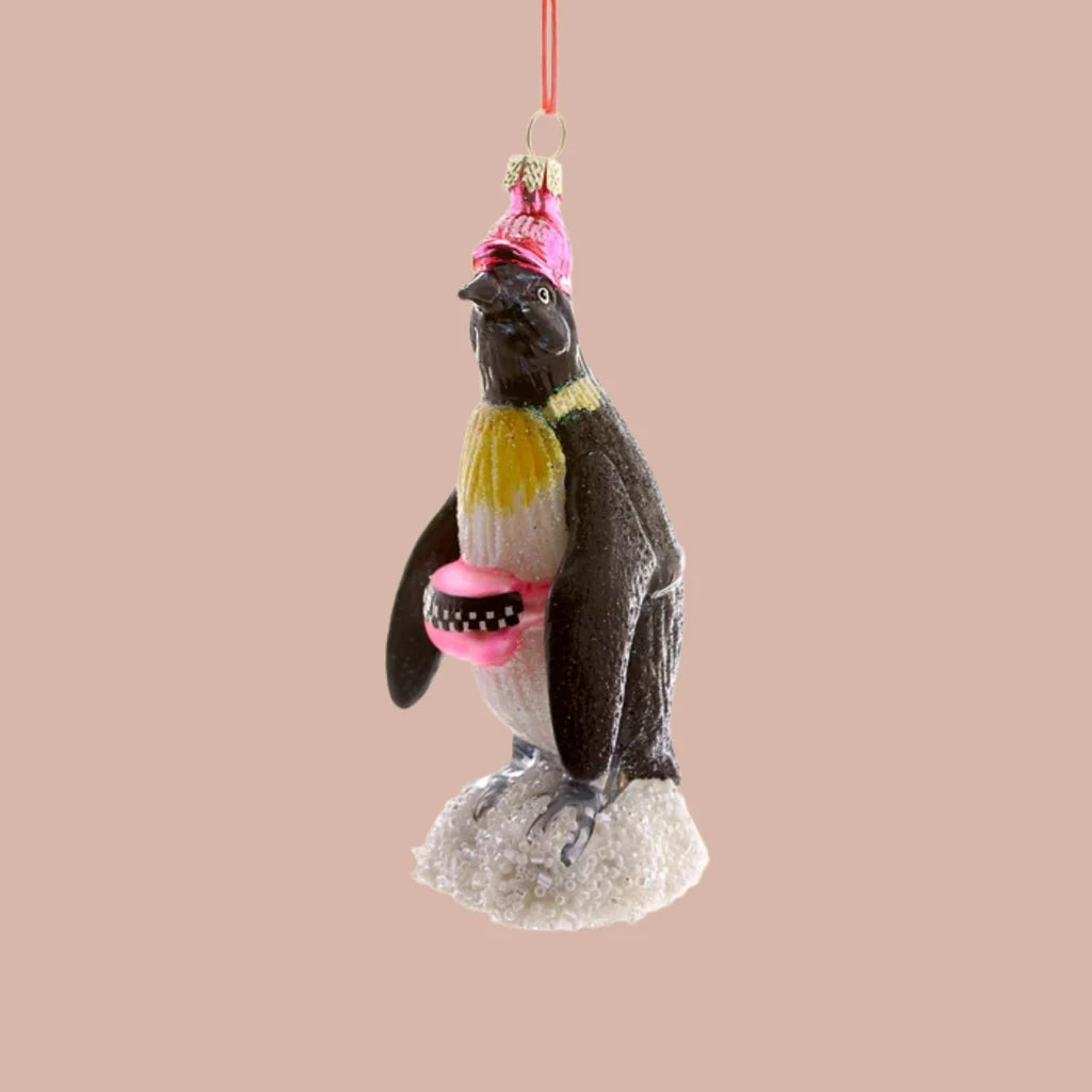 Chill Penguin Glass Ornament