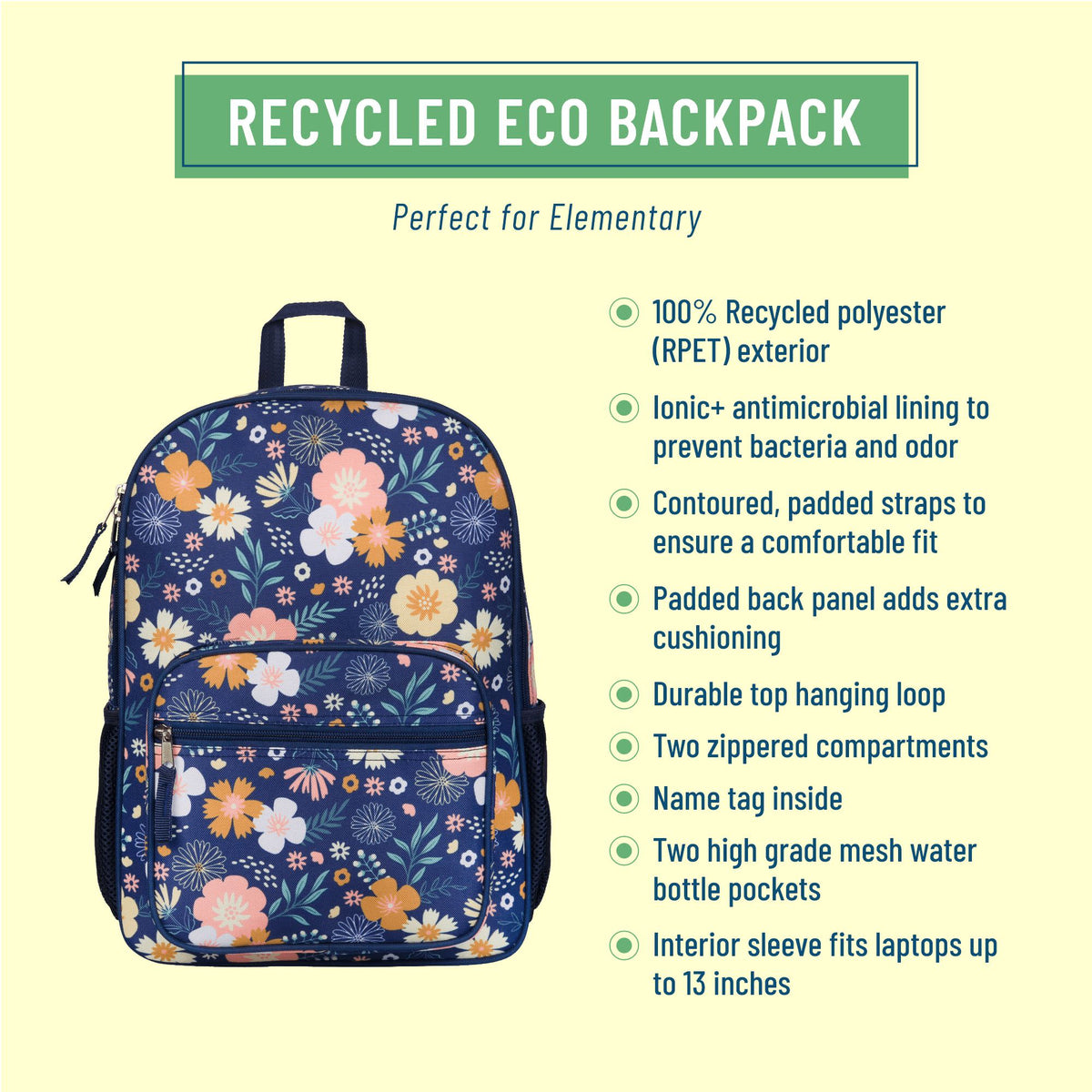 Eco Wildflower Blooms Backpack - 15 inch