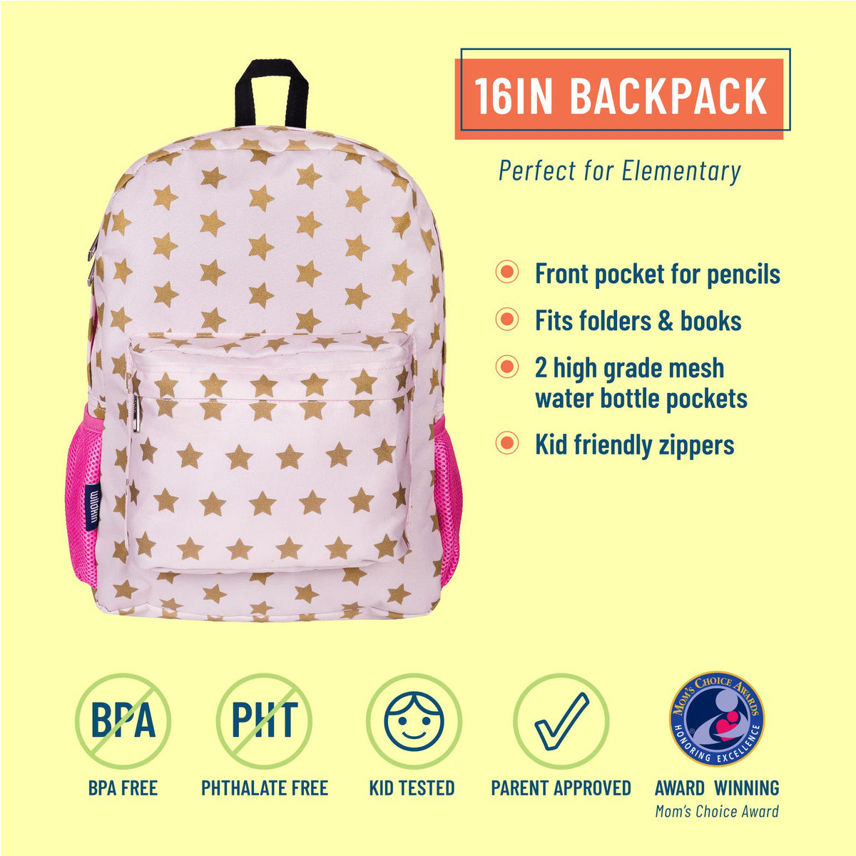 Pink &amp; Gold Stars Backpack - 16 inch