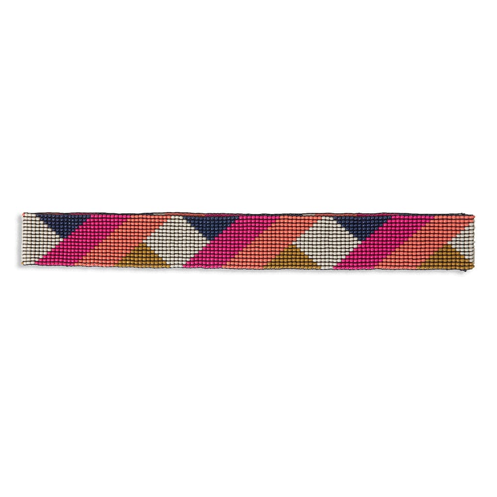 Ryan Angles Beaded Stretch Head/Hatband Bright Hot Pink and Navy