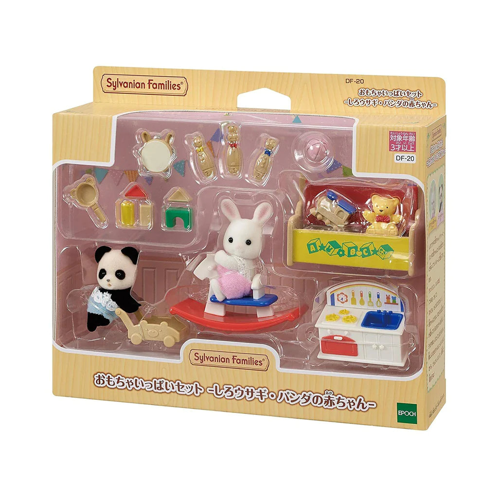 Baby&#39;s Toy Box Snow Rabbit and Panda Babies