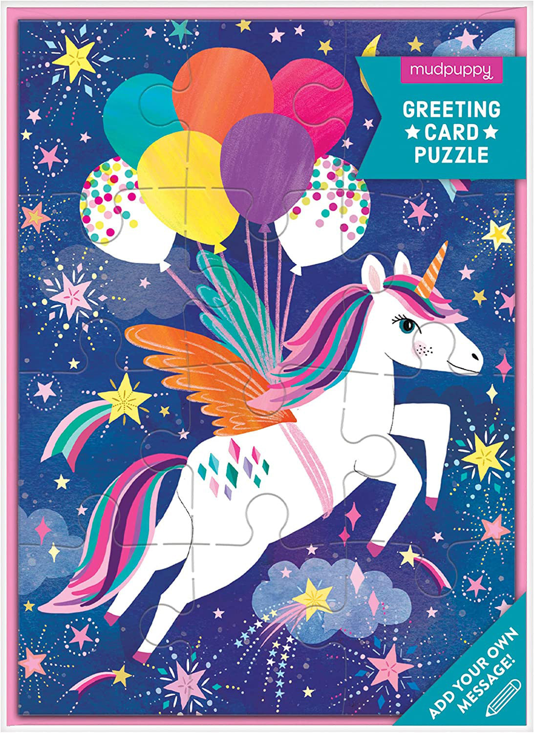 Unicorn party 12 piece puzzle card