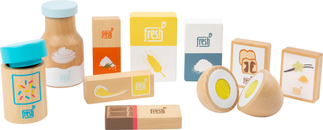 Wooden Set of Baking Ingredients