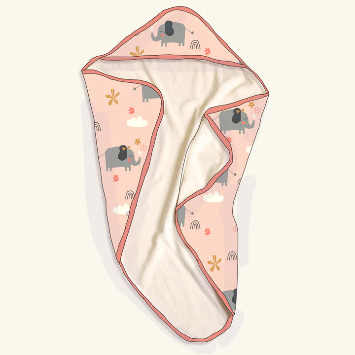 Elephant Baby Hooded Towel - Coral