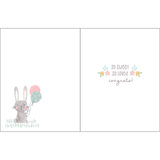 CARD HELLO LITTLE BABY GIRL BUNNY