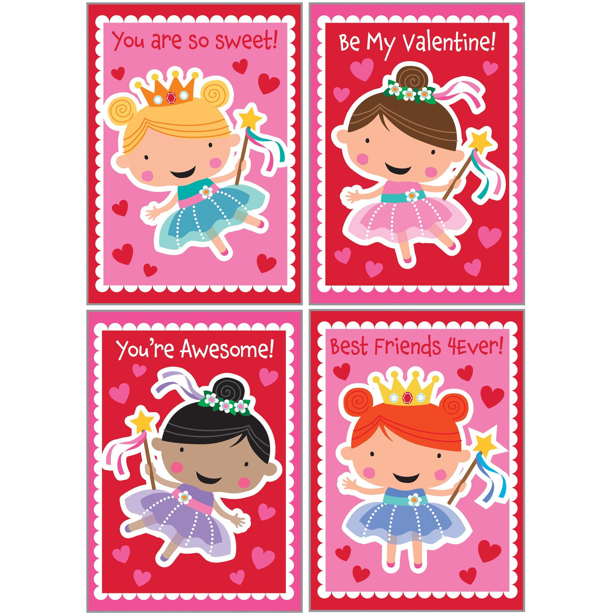Valentines Day Assortment 16 cards: Sweet Princess