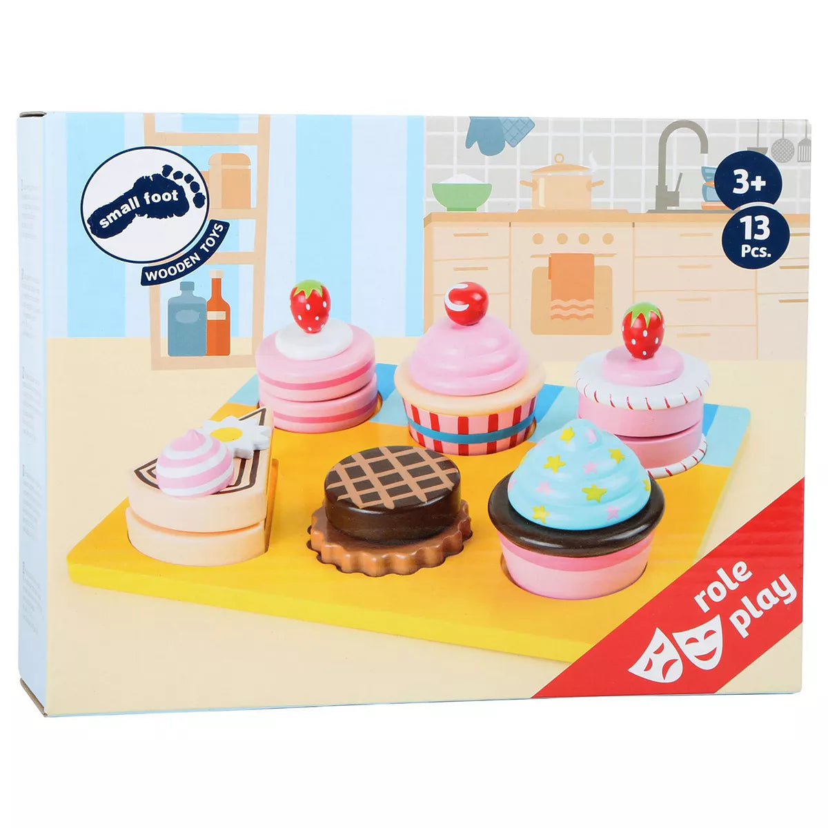 Wooden Cupcakes And Cake Cutting Set