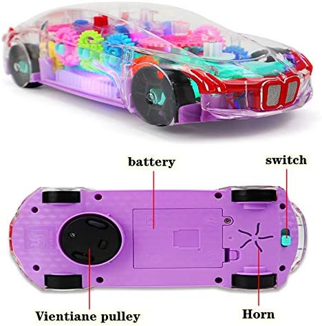 Transparent Gear Racing Car Battery Powered