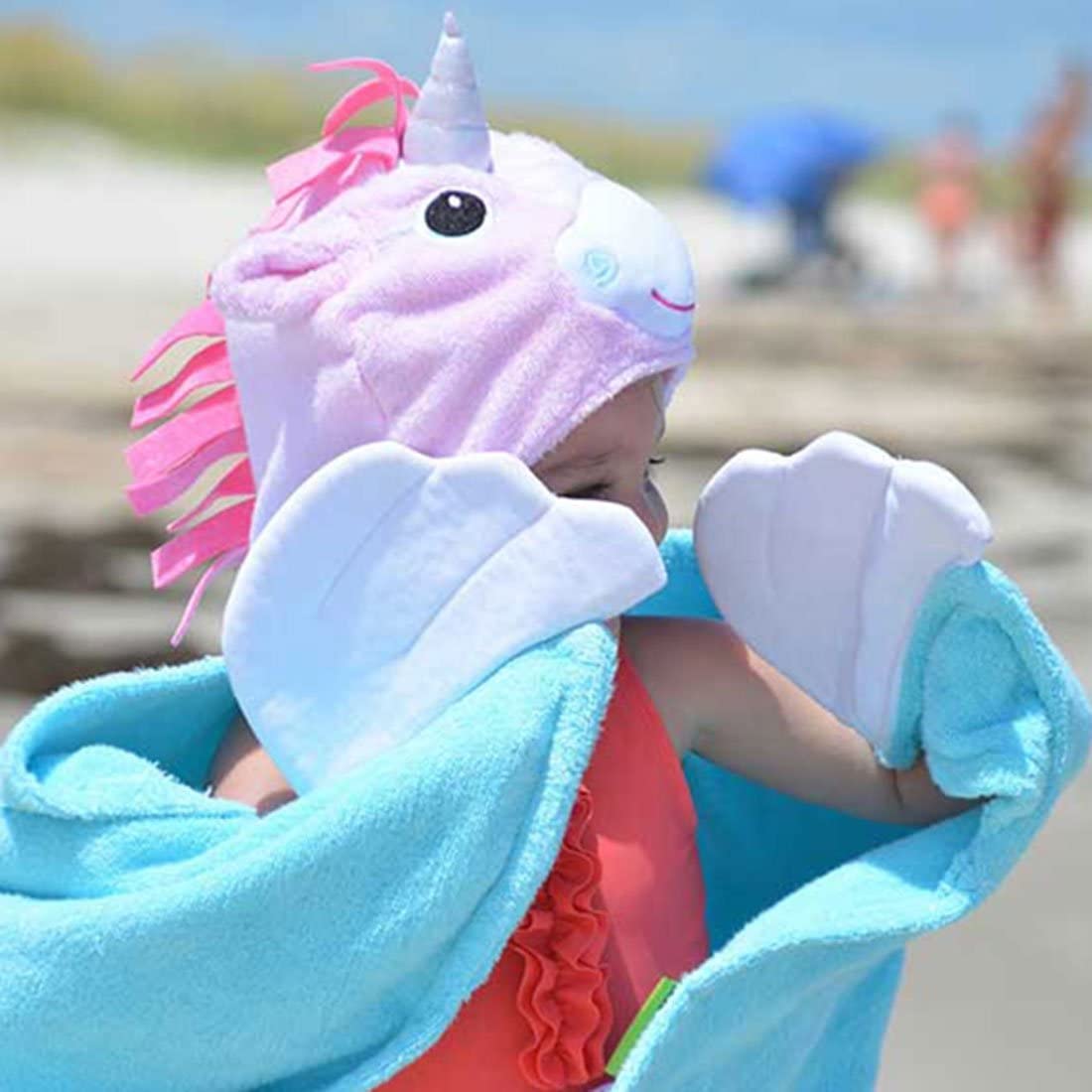 Kids Plush Terry Hooded Bath Towel: Alicorn 2yrs+