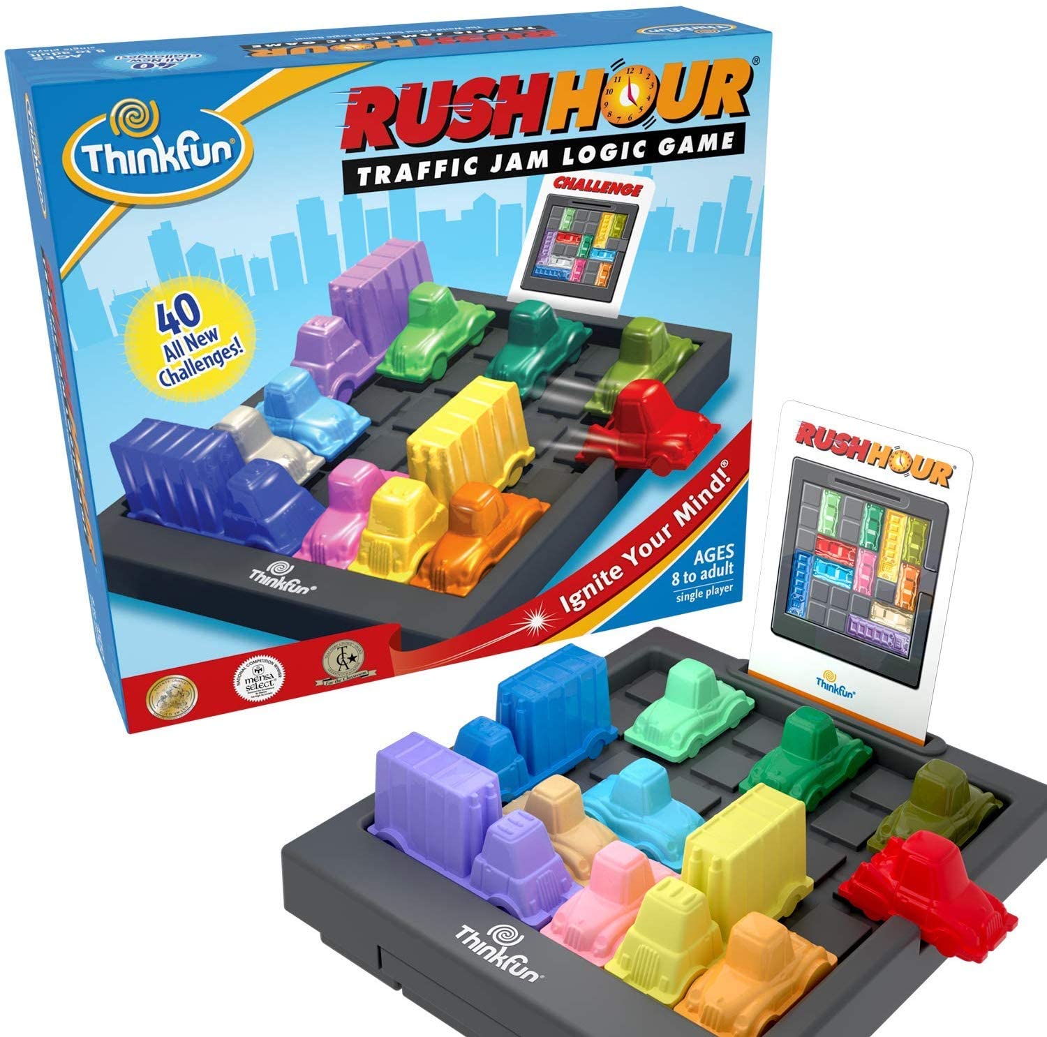 A Gravity Maze game, left, and Rush Hour game, from ThinkFun, are  displayed at the 2023 Toy Fair, in New York's Javits Center, Monday, Oct.  2, 2023. While still in its early