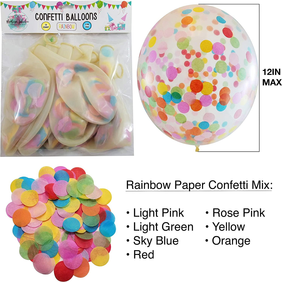 RAINBOW CONFETTI BALLOONS