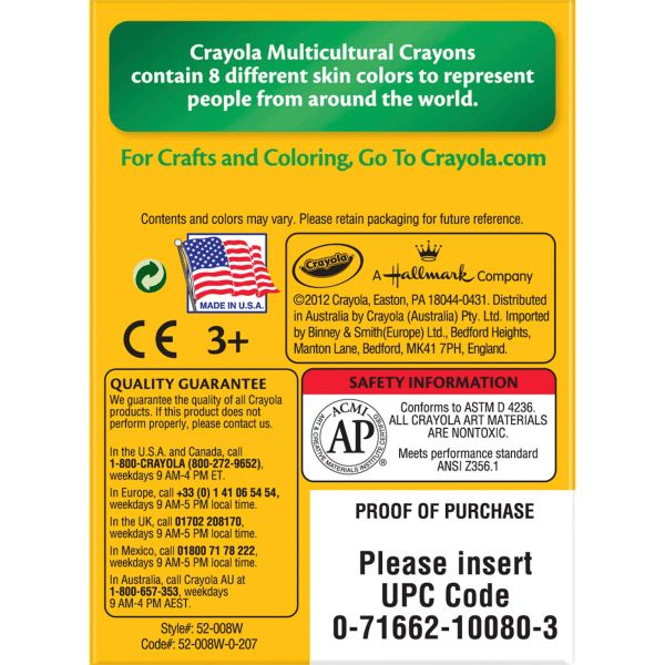 Crayons, Multicultural - 8 ct