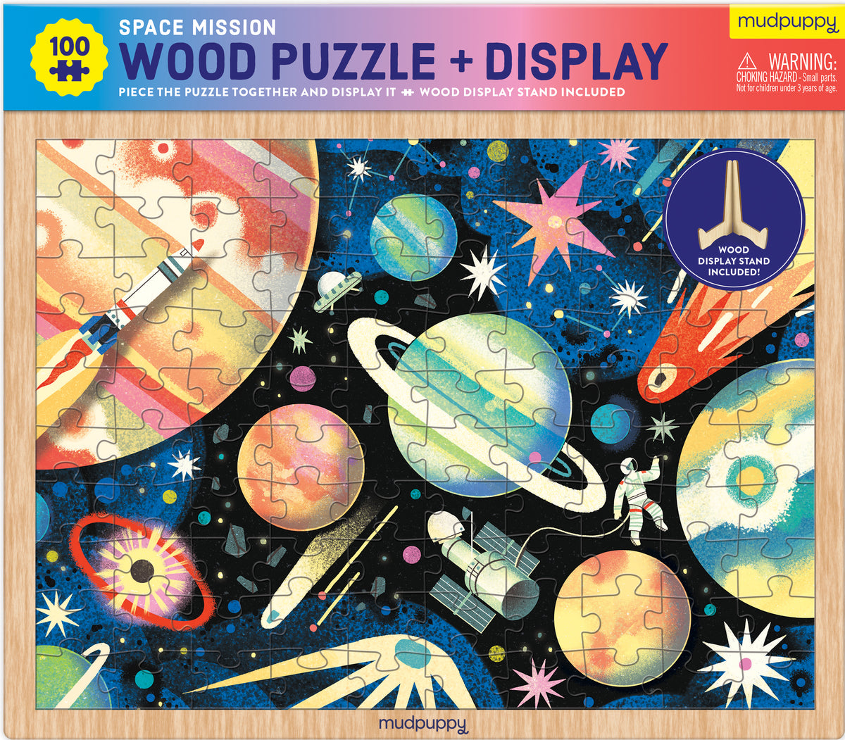 SPACE MISSION 100 PIECE FRAME WOOD PUZZLE + DISPLAY