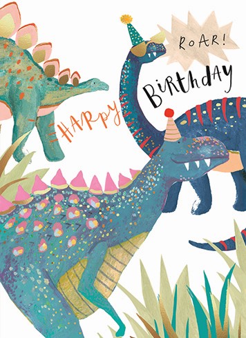 Card Happy Birthday Roar Dinosaurs