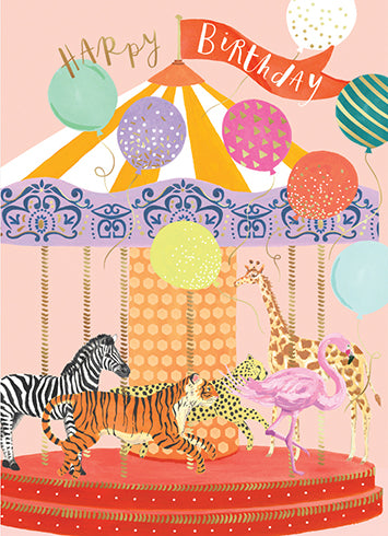 Card Happy Birthday Animal Carousel