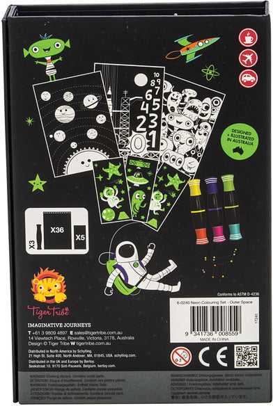 Neon Outer Space Colouring Set