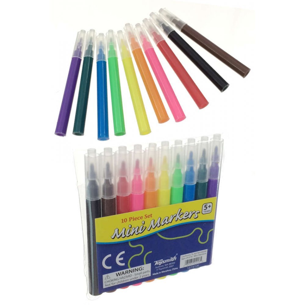 10-Count Mini Felt Tip Pens, Classic Colors