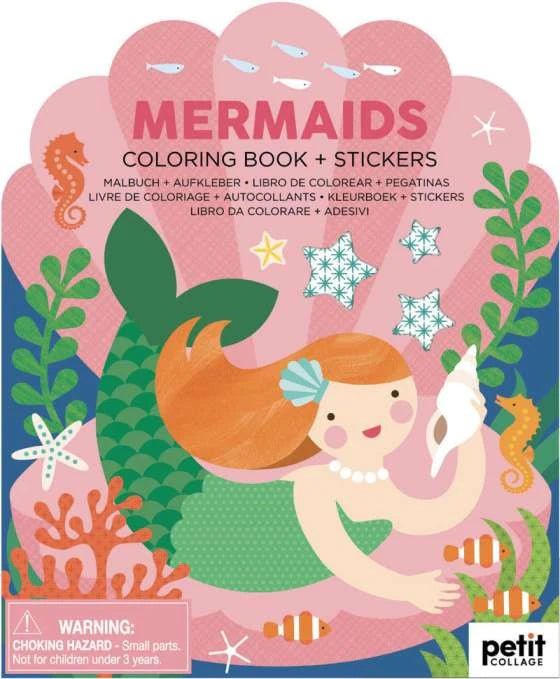 Mermaids Coloring Book + Stickers