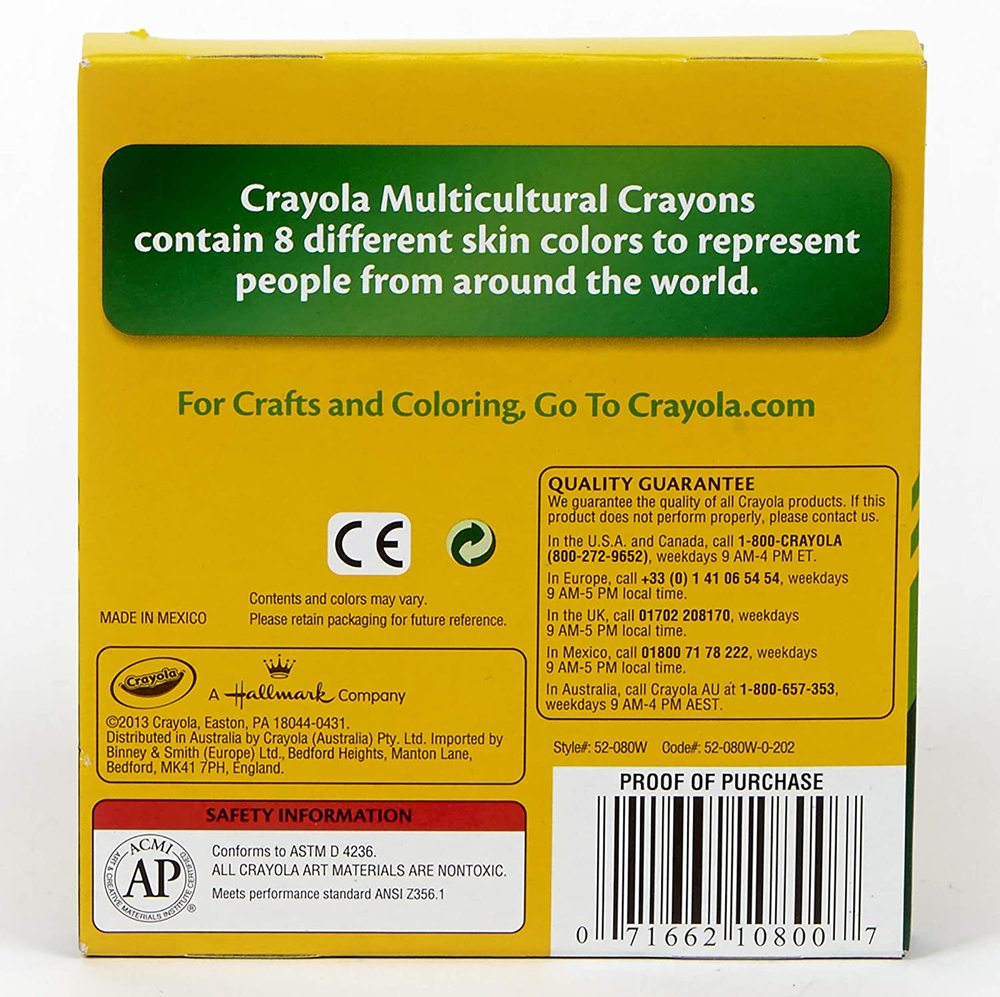 Large Crayons, Multicultural Colors - 8 ct