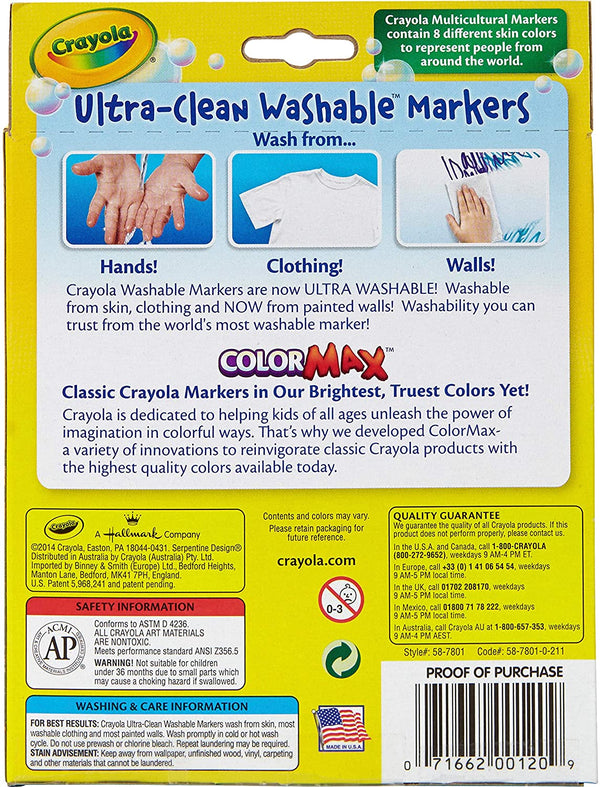 Crayola UltraClean Washable Multicultural Markers West Side Kids Inc